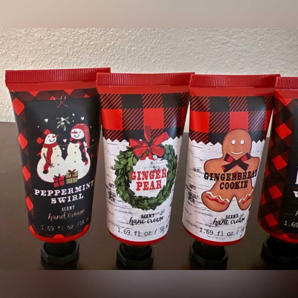 Holiday Hand Cream Gift Set Peppermint Swirl Gingerbread Ginger Pear Winter Snow - Picture 4 of 4